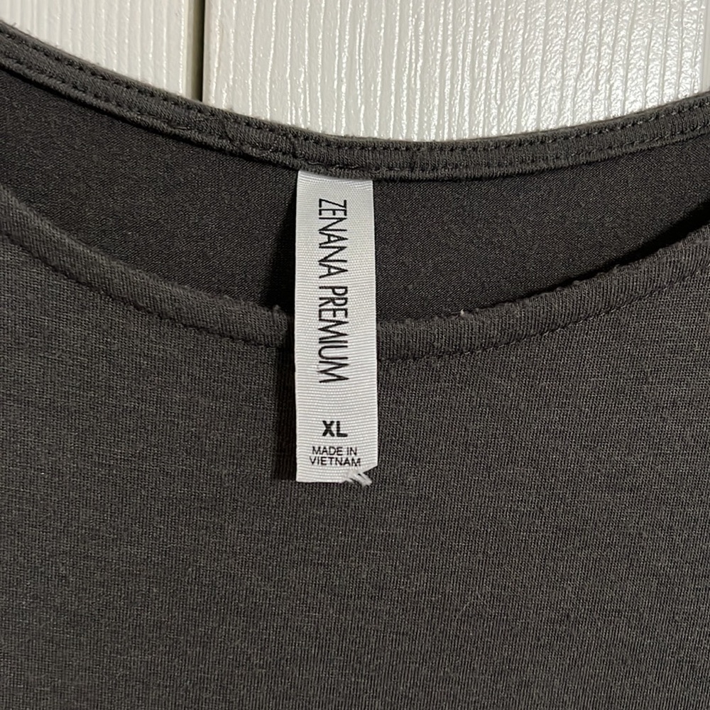 Zenana Premium Charcoal Grey Swing Midi Dress w/ Pockets XL - Picture 7 of 8